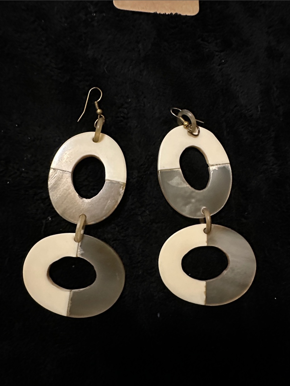 Neutral Two-Tone Oval Drop Earrings - Women Jewelry